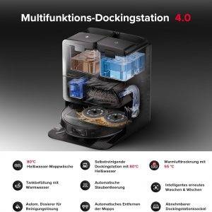 roborock Saros Z70 Saugroboter mit Wischfunktion, OmniGrip Arm, KI-gestützt, 22.000 Pa Saugkraft, 7.98 cm Ultra Slim, FlexiArm Riser, AdaptiLift Chassis, Heißwasser Mopp Waschen & Trocknen(Silber)