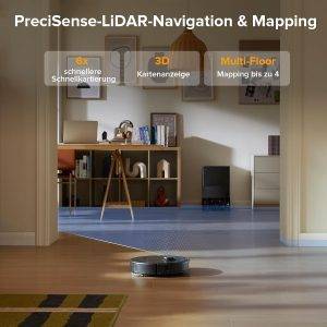 roborock Qrevo Serie Saugroboter mit Wischfunktion, 8000Pa Saugkraft(verbessert von Qrevo S), Anti-Verfilzungs-Seitenbürste, Hindernisvermeidung, LiDAR-Navigation, All-in-One Dock,Schwarz(QV 35A Set)