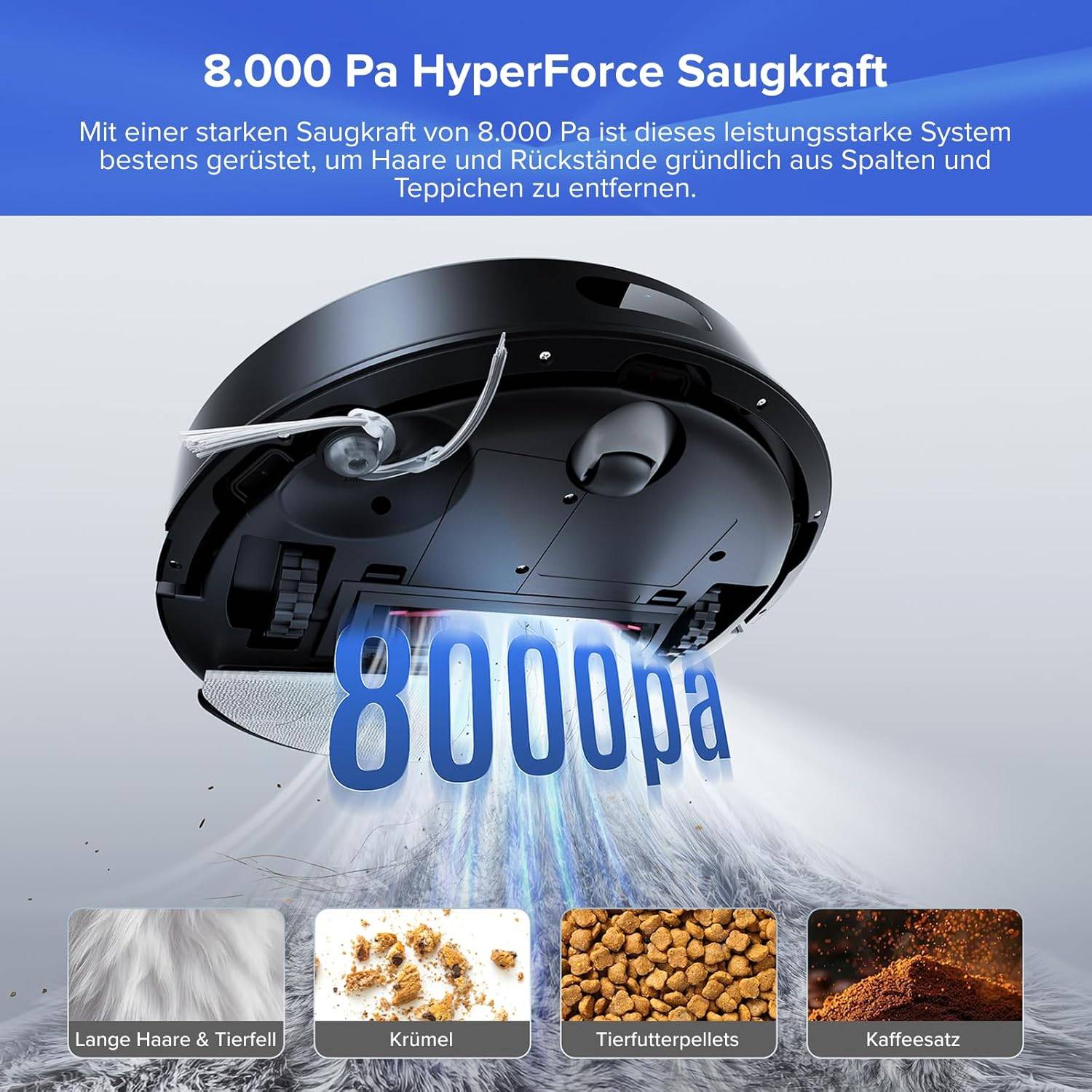 roborock Q7 L5+ Set Saugroboter mit Wischfunktion Absaugstation, verbessert von Q5 Pro+, Dual Anti-Tangle System, 8000Pa Saugkraft, LiDAR-Navigation, Staubsauger Roboter für Teppiche&Tierhaar, Schwarz – Bild 3