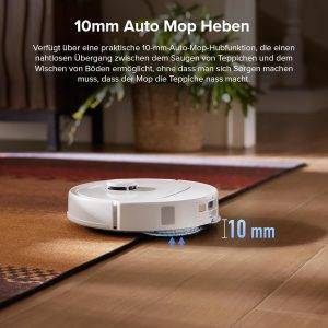 roborock QV 35S-Set Saugroboter mit Wischfunktion, 10.000 Pa HyperForce Saugkraft, Anti-Tangle-Bürsten, Anhebbare Schleudermopps, Intelligente Hindernisvermeidung, All-in-One Dock (Weiß)