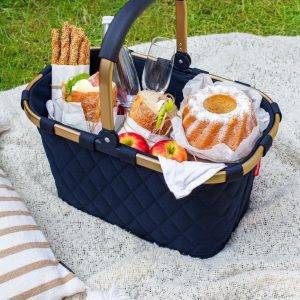 reisenthel carrybag frame rhombus midnight gold – Stabiler Einkaufskorb mit viel Stauraum und praktischer Innentasche – Elegantes und wasserabweisendes Design