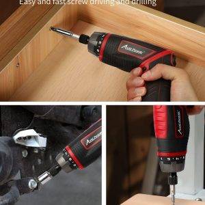 AVID POWER Elektrisches Schraubendreher-Set, wiederaufladbar, 4 V, Akkuschrauber-Set mit 44-teiligem Zubehör, 5,65 Nm Schraubenpistole, 5+1 Drehmomenteinstellung, 2-Positionen-Griff mit LED-Licht