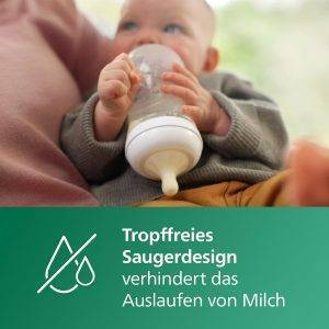 Philips AVENT Natural Response Glas-Babyflasche: 2 x 240 ml BPA-freie Flaschen für Neugeborene von 3–6 Monaten (Modell SCY933/02)
