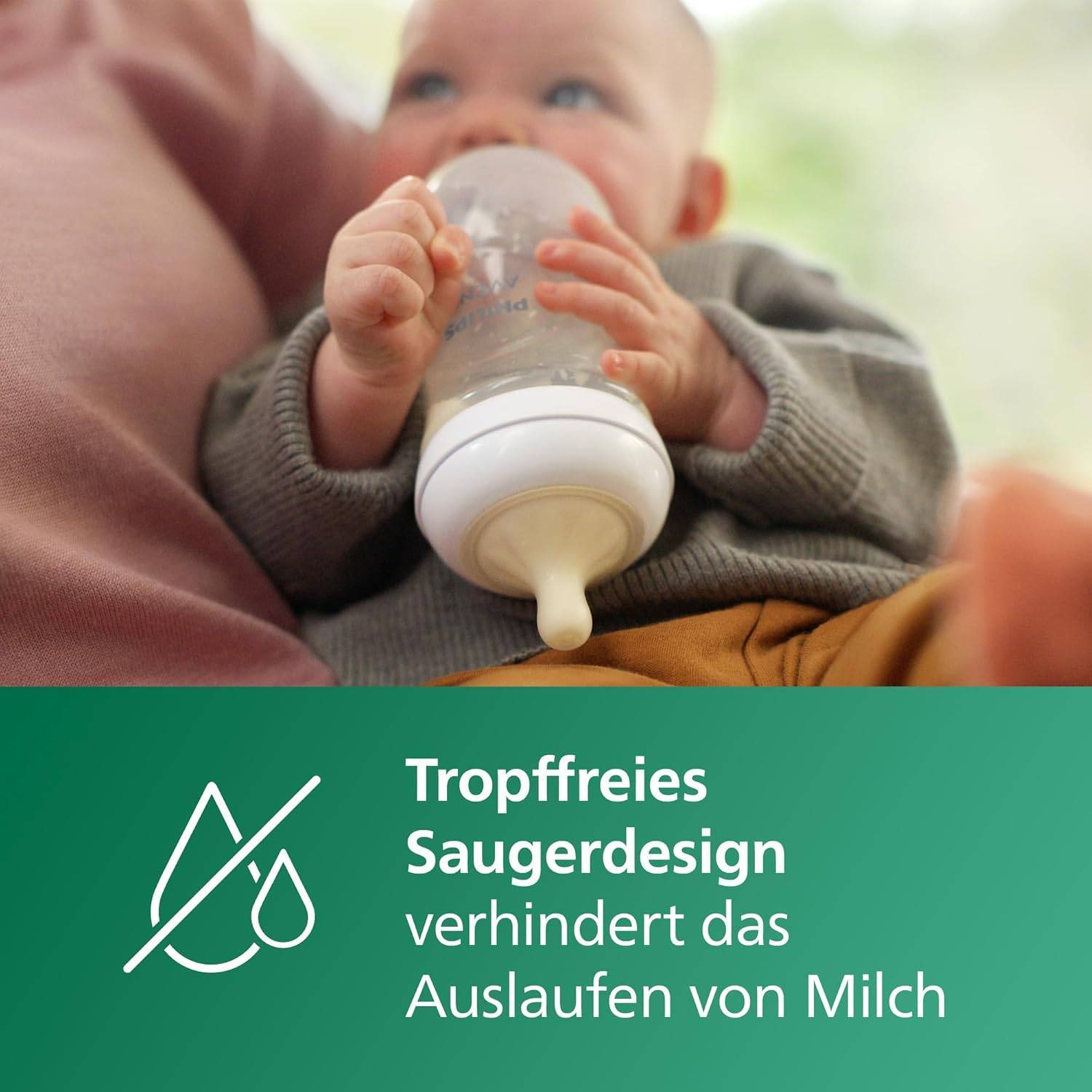 Philips AVENT Natural Response Glas-Babyflasche: 2 x 240 ml BPA-freie Flaschen für Neugeborene von 3–6 Monaten (Modell SCY933/02) – Bild 4