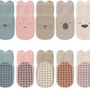 5 Paar Socken Baby Kleinkinder ABS rutschfeste Sock Tiermotive Stoppersocken Baumwolle Crew Socks