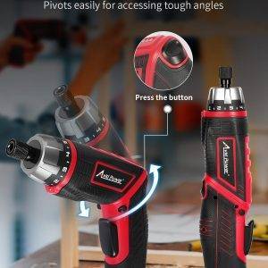 AVID POWER Elektrisches Schraubendreher-Set, wiederaufladbar, 4 V, Akkuschrauber-Set mit 44-teiligem Zubehör, 5,65 Nm Schraubenpistole, 5+1 Drehmomenteinstellung, 2-Positionen-Griff mit LED-Licht