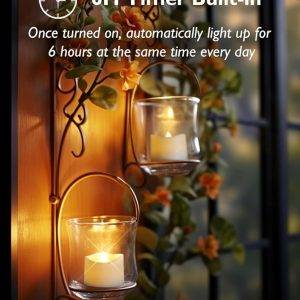 Homemory 12 led teelichter mit Timer, elektrische flackernde batteriebetriebene Kerzen, 6 Stunden an und 18 Stunden aus, 3.2x3.6 cm, Plastik