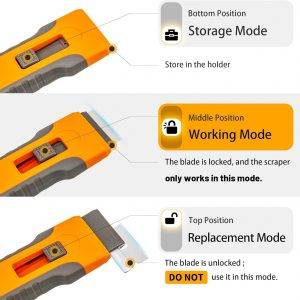 Glasschaber Herdkratzer mit 15 Ersatzklingen im Griff, Küchenschaber Scraper für Kochfeld Backofen Induktionskochfeld Glaskeramik, Super in der Hand Haarbürste.
