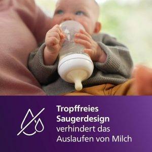 Philips Avent Natural Response Babyflasche mit 260 ml mit Saugern für mittleren Nahrungsfluss (Durchflussrate 3), 3er-Pack, SCY903/03