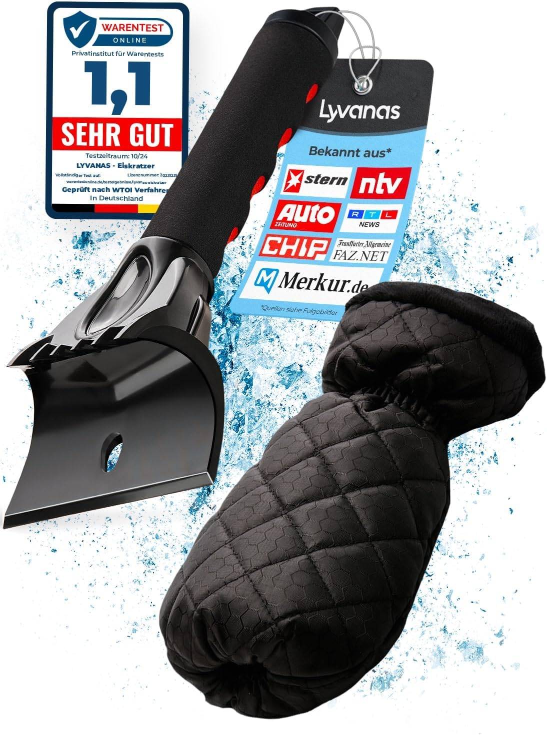 Eiskratzer Auto mit Handschuh TESTSIEGER 2025* - “Eismonster” Profi Scheibenkratzer Auto trifft auf den “Besten Eiskratzer Auto Handschuh“ - top Effizienz kombiniert mit 100% Komfort
