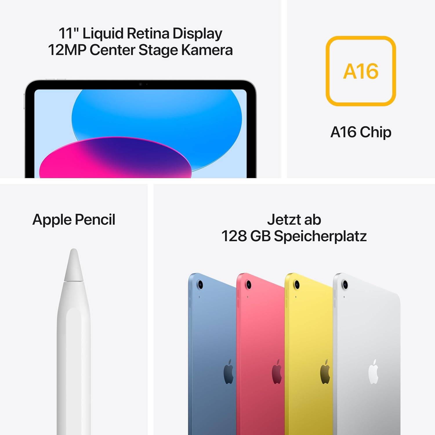 Apple iPad mit A16 Chip: 11" Liquid Retina Display Digital, 128 GB, WLAN 6, 12 MP Front /12 MP Rückkamera – Bild 4