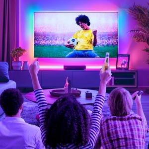 LED Strip 10m, RGB-IC LED Streifen mit App, Segmentcontrol, Farbwechsel, Musik Sync, LED Lichterkette für Party, Zuhause, Schlafzimmer, Gaming, Küche Deko [Energieklasse A]