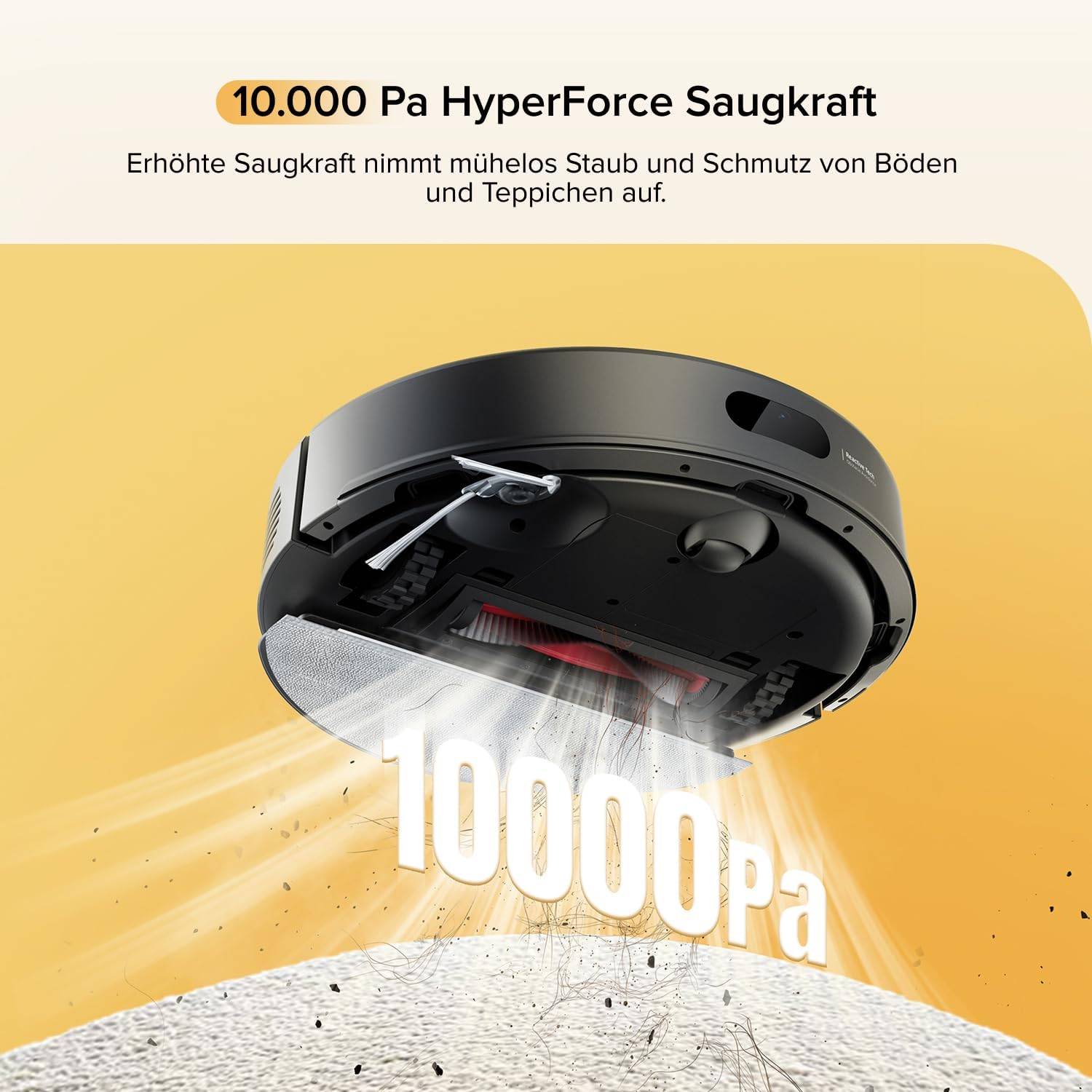 roborock Q7 M5-Set Saugroboter mit Wischfunktion, 10.000Pa Saugkraft, Dual Anti-Tangle-System, 150Min Laufzeit, LiDAR Navigation, Staubsauger Roboter für Teppich, Tierhaare, APP Steuerung (Schwarz) – Bild 2