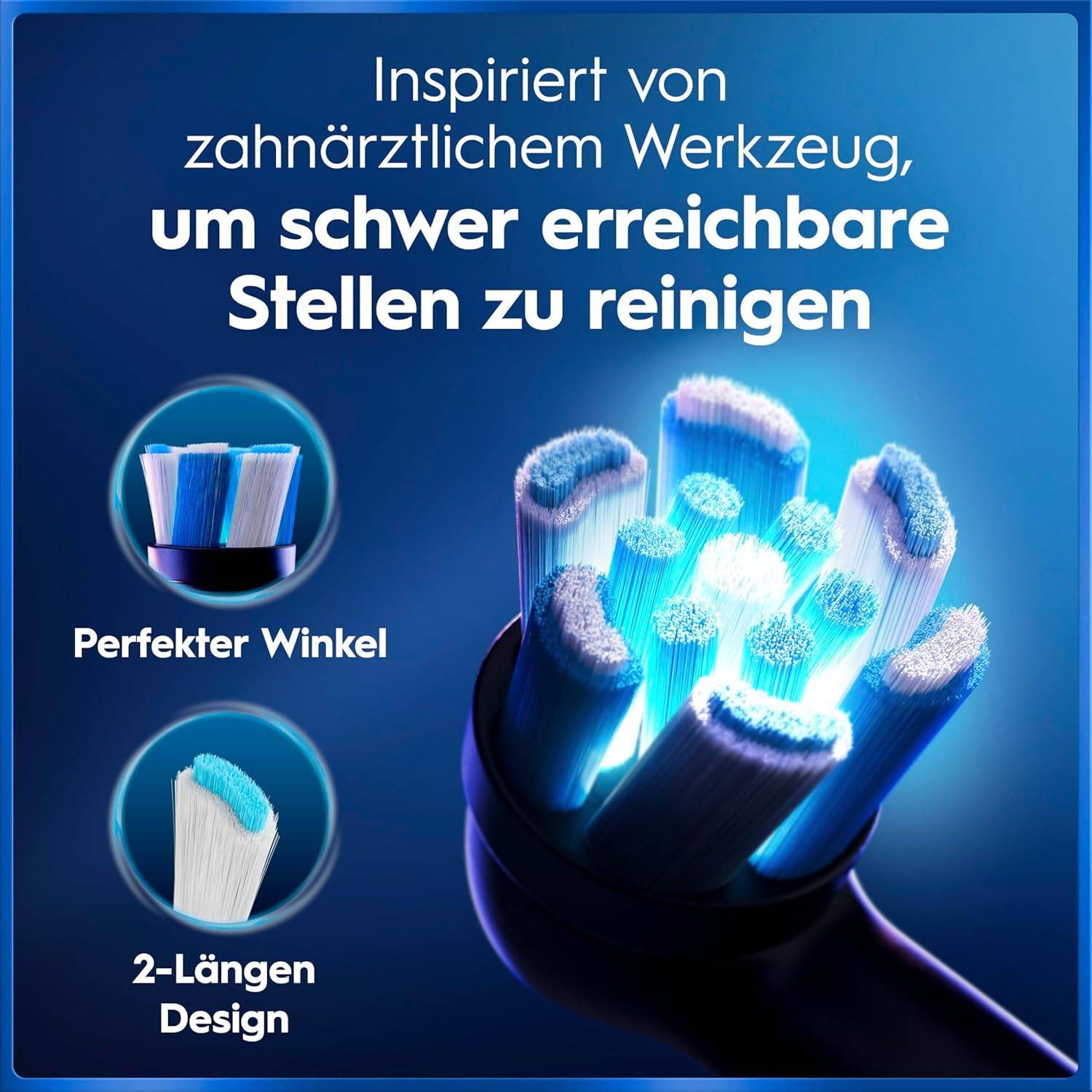 Oral-B iO Series 5 Elektrische Zahnbürste Doppelpack — Electric Toothbrush, Inkl. 2 Aufsteckbürsten und Reise-Etui — 5 Putzmodi für Zahnpflege, Zahnbürste Elektrisch, Designed by Braun, Schwarz/Weiß – Bild 3