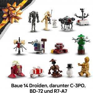LEGO Star Wars Adventskalender 2025 - Weihnachten Spielzeug mit 24 Überraschungen - 2 Minifiguren & 5 Droidenfiguren - Kinder Spielset - Geschenk für Jungen ab 6 Jahren & Star Wars Fans - 75418