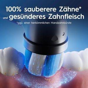 Oral-B iO Series 5 Elektrische Zahnbürste Doppelpack — Electric Toothbrush, Inkl. 2 Aufsteckbürsten und Reise-Etui — 5 Putzmodi für Zahnpflege, Zahnbürste Elektrisch, Designed by Braun, Schwarz/Weiß