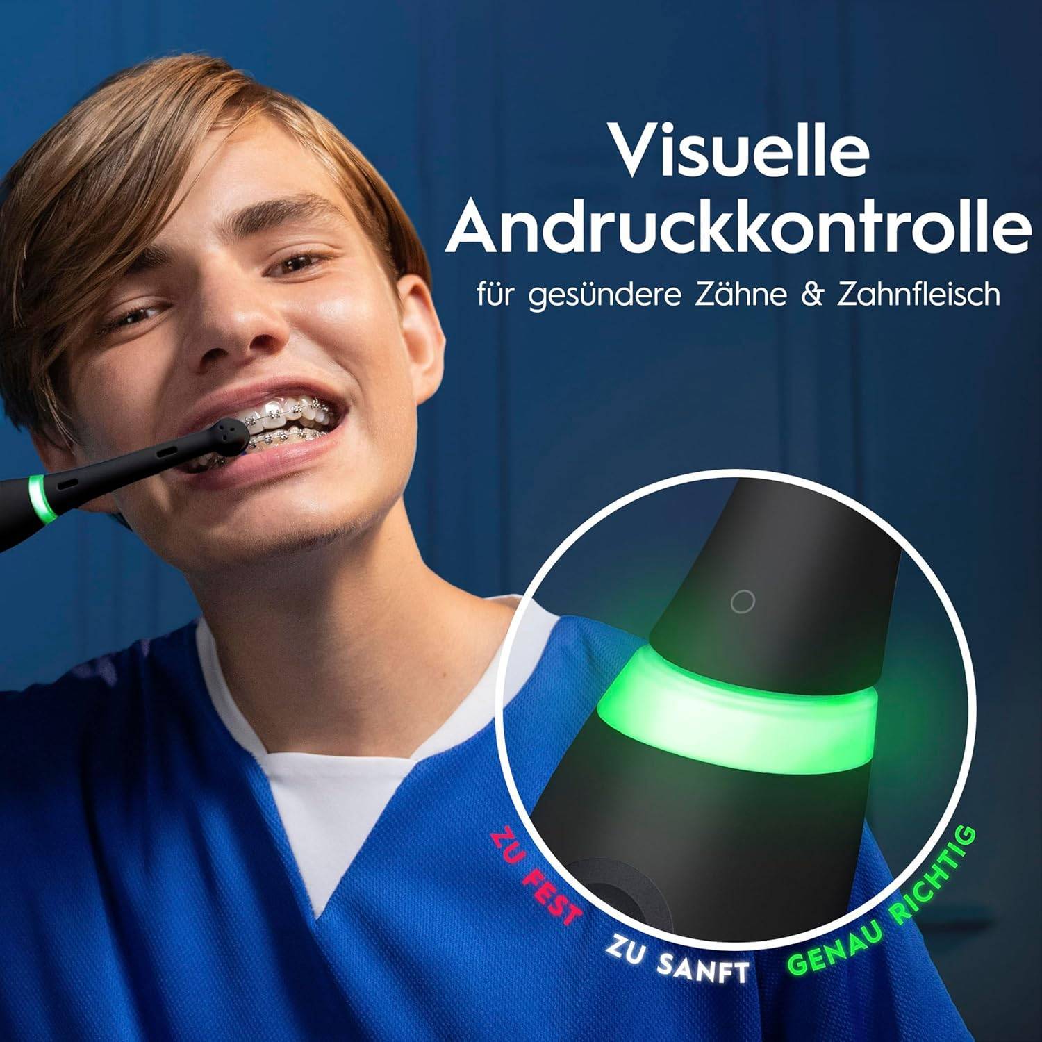 Oral-B iO Series 5 Elektrische Zahnbürste Doppelpack — Electric Toothbrush, Inkl. 2 Aufsteckbürsten und Reise-Etui — 5 Putzmodi für Zahnpflege, Zahnbürste Elektrisch, Designed by Braun, Schwarz/Weiß – Bild 4