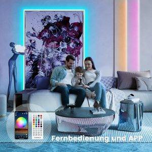 LED Strip 10m, LED Streifen Bluetooth RGB LED Band 10m Selbstklebend mit Fernbedienung und APP, LED Lichterkette LED Beleuchtung für Zimmer Party [Energieklasse A]