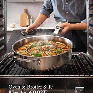 Edelstahl-Kochgeschirr-Set, Tir-Ply Töpfe und Pfannen, 10-teilig, Edelstahl, Induktionskochgeschirr-Set, PFOA-frei, Bratpfannen, Töpfe, Sautepfanne und Suppentopf, kompatibel mit allen Herdarten