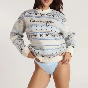 LOUNGE - Norweger Strickpullover - Crèmefarbe/Blau