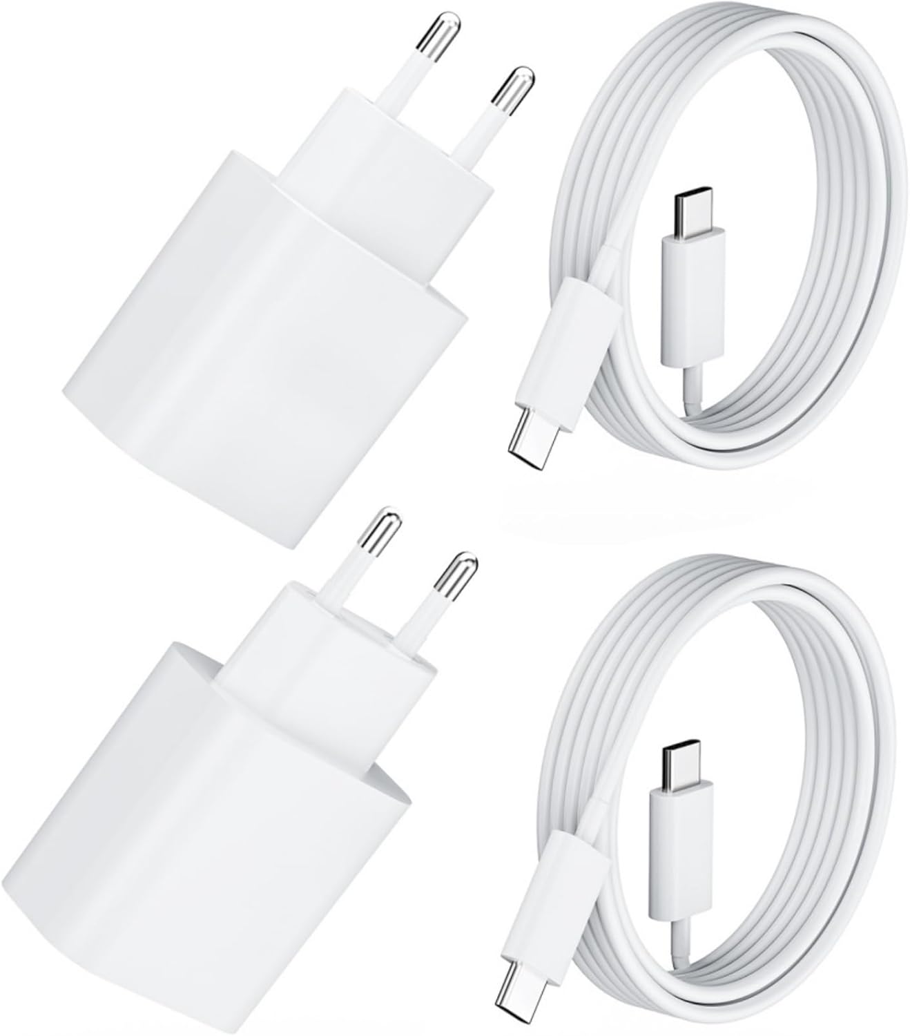 2 Pack 20W USB C Schnellladegerät PD 3.0 für iPhone & iPad + 2m USB-C Schnellladekabel –Handy Ladegerät& Ladekabel für 16 15/16 15 Pro/16 15 Pro Max/16 15 Plus, Adapter Stecker für iPad Pro/Air/Mini