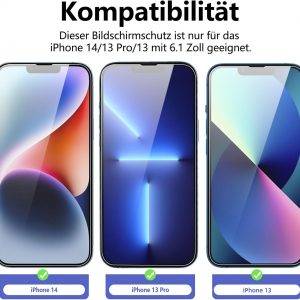 NEW'C 3 Stück für iPhone 14,iPhone 13,iPhone 13 Pro für Panzerglas (6,1 Zoll), Frei von Kratzern, 9H Härte, HD Displayschutzfolie, 0.33mm Ultra-klar, Ultrabeständig