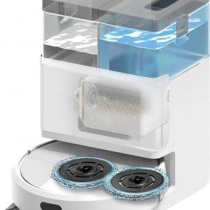 iRobot Roomba Plus 405 Combo Robot + AutoWash Dock Saugroboter mit Wischfunktion - Clearview LiDAR - 7000Pa - DualClean Wischpads - SmartScrub - Teppicherkennung - 75 Tage Entleerung - Weiß