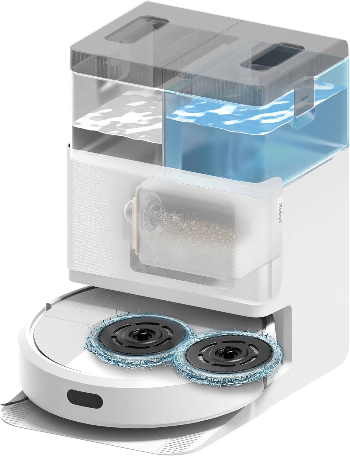 iRobot Roomba Plus 405 Combo Robot + AutoWash Dock Saugroboter mit Wischfunktion - Clearview LiDAR - 7000Pa - DualClean Wischpads - SmartScrub - Teppicherkennung - 75 Tage Entleerung - Weiß