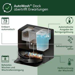 iRobot Roomba Max 706 Combo Saugroboter + AutoWash Dock: erweitertem Zubehör, ausfahrbare, selbstreinigende Wischrolle, Doppelbürsten, Selbstentleerung, Heißwäsche und Trocknung, umfährt Hindernisse