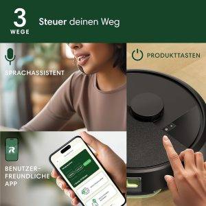 iRobot Roomba 105 Combo + AutoEmpty Dock - Automatische Entleerung für bis zu 75 Tage - Saugen + Wischen - Clearview LiDAR- 7000Pa - 120 mins - SmartScrub - Umfährt Hinderniss - App - Schwarz
