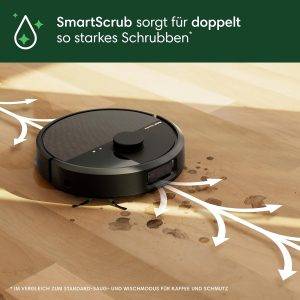 iRobot Roomba Plus 505 Combo Robot + AutoWash Dock Saugroboter mit Wischfunktion - Multifunktinales Dock - Clearview Pro LiDAR - 7000Pa - DualClean Wischpads mit PerfectEdge - SmartScrub - Schwarz