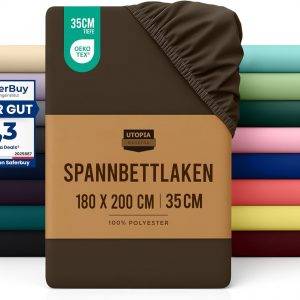 Utopia Bedding - Spannbettlaken versch. Größen & Farben - Oeko-Tex Zertifiziertes Gebürstete Polyester-Mikrofaser Spannbetttuch - 35 cm Tiefe Tasche