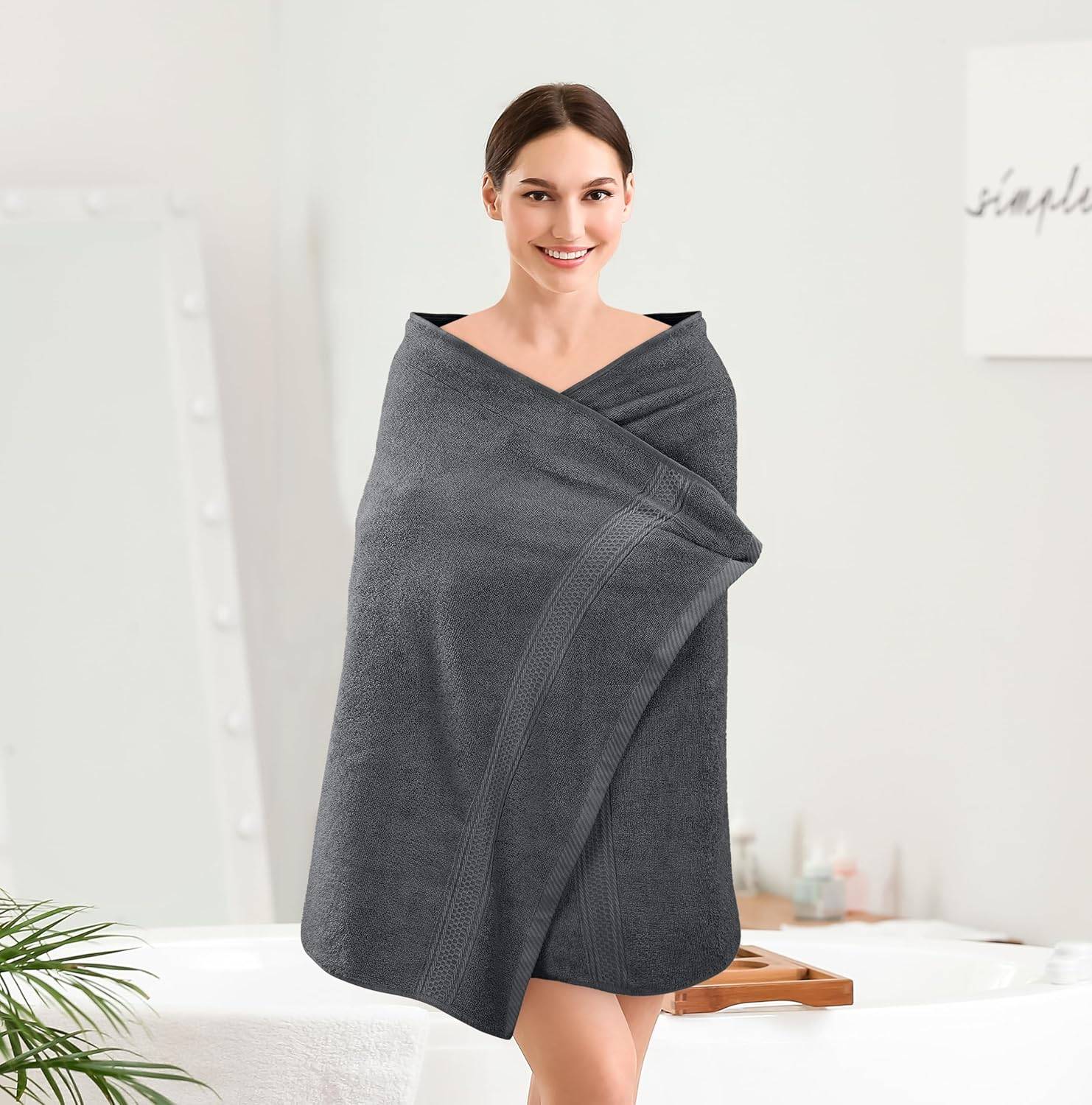 Utopia Towels - 4er-Pack Badetücher Set Premium 100% ringgesponnene Baumwolle 69 x 137 cm Handtücher, sehr saugfähig, weiches Gefühl Duschtücher (Grau) – Bild 2