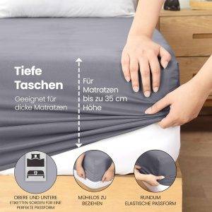 Utopia Bedding - Spannbettlaken versch. Größen & Farben - Oeko-Tex Zertifiziertes Gebürstete Polyester-Mikrofaser Spannbetttuch - 35 cm Tiefe Tasche