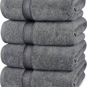 Utopia Towels - 4er-Pack Badetücher Set Premium 100% ringgesponnene Baumwolle 69 x 137 cm Handtücher, sehr saugfähig, weiches Gefühl Duschtücher (Grau)