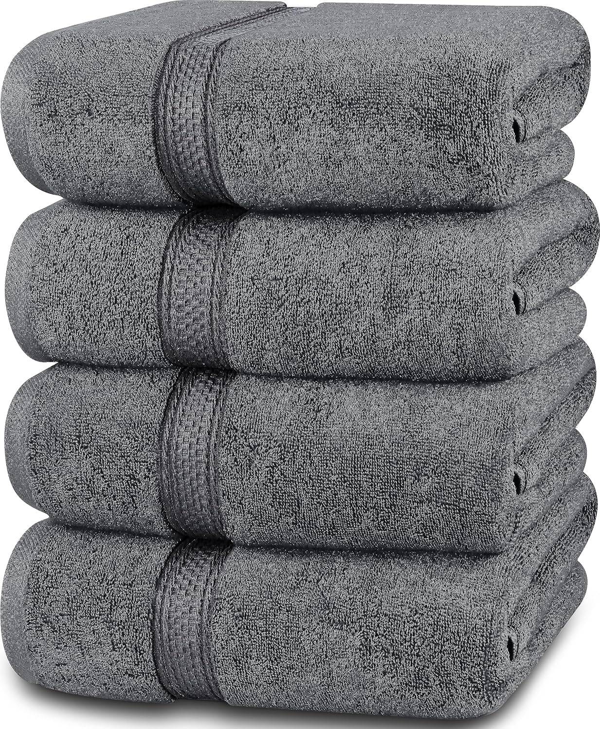 Utopia Towels - 4er-Pack Badetücher Set Premium 100% ringgesponnene Baumwolle 69 x 137 cm Handtücher, sehr saugfähig, weiches Gefühl Duschtücher (Grau)