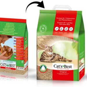 Cat’s Best Original Katzenstreu, 100% pflanzliches Katzenklumpstreu mit maximaler Saugfähigkeit – bekämpft Gerüche natürlich und aktiv, 8,6 kg/20 l (Verpackung kann variieren)
