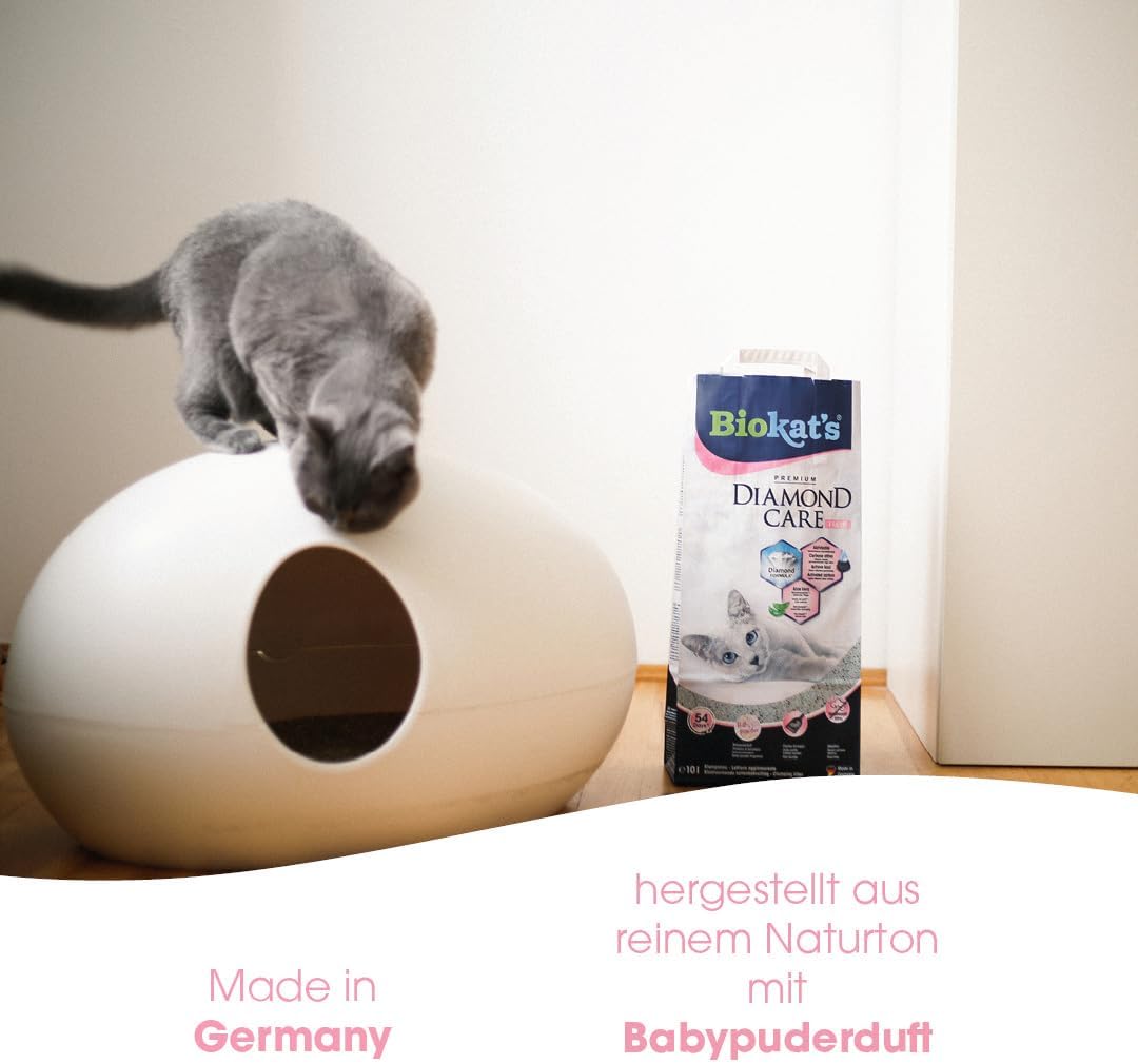 Biokat's Diamond Care Fresh Katzenstreu mit Babypuder-Duft - Feine Klumpstreu aus Bentonit mit Aktivkohle und Aloe Vera - 1 Sack (1 x 10 L) – Bild 2