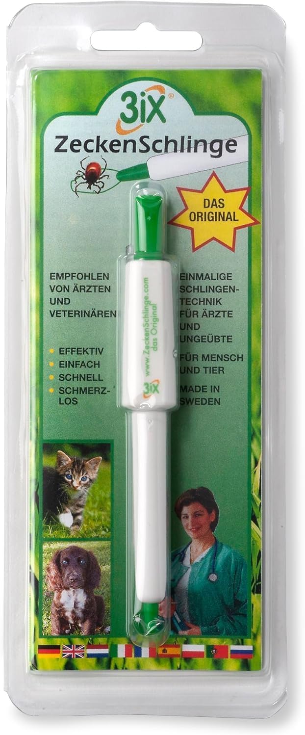 Zeckenschlinge, das Original aus Schweden, statt Zeckenkarte, Pinzette, Haken, Zeckenmittel - Zeckenentferner für Mensch, Haustiere wie Hund, Katze, Hasen und mehr