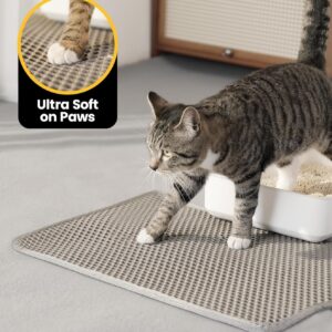 Katzenklo Matte, 58x42cm Waben Doppelschicht Katzenstreu Matte, Urin- & Wasserdichte Katzenmatte Katzenklo, Leicht zu reinigen, Rutschfeste Katzenmatte für den Boden, Grau