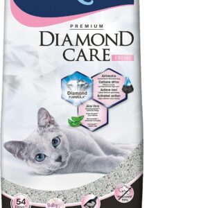 Biokat's Diamond Care Fresh Katzenstreu mit Babypuder-Duft - Feine Klumpstreu aus Bentonit mit Aktivkohle und Aloe Vera - 1 Sack (1 x 10 L)