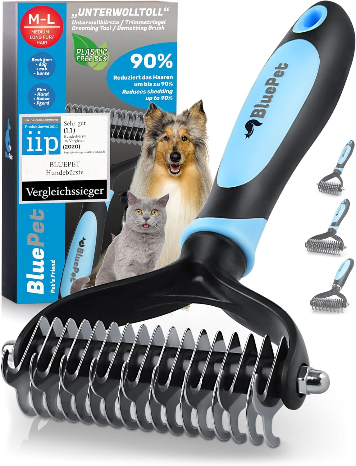 Hundebürste Unterwolle langhaar & Katzenbürste langhaar I Unterwollkamm entfernt Unterwolle & Verfilzungen I Deckhaarschutz & Knoten Entfernen I Unterfellbürste Hunde für Fellwechsel