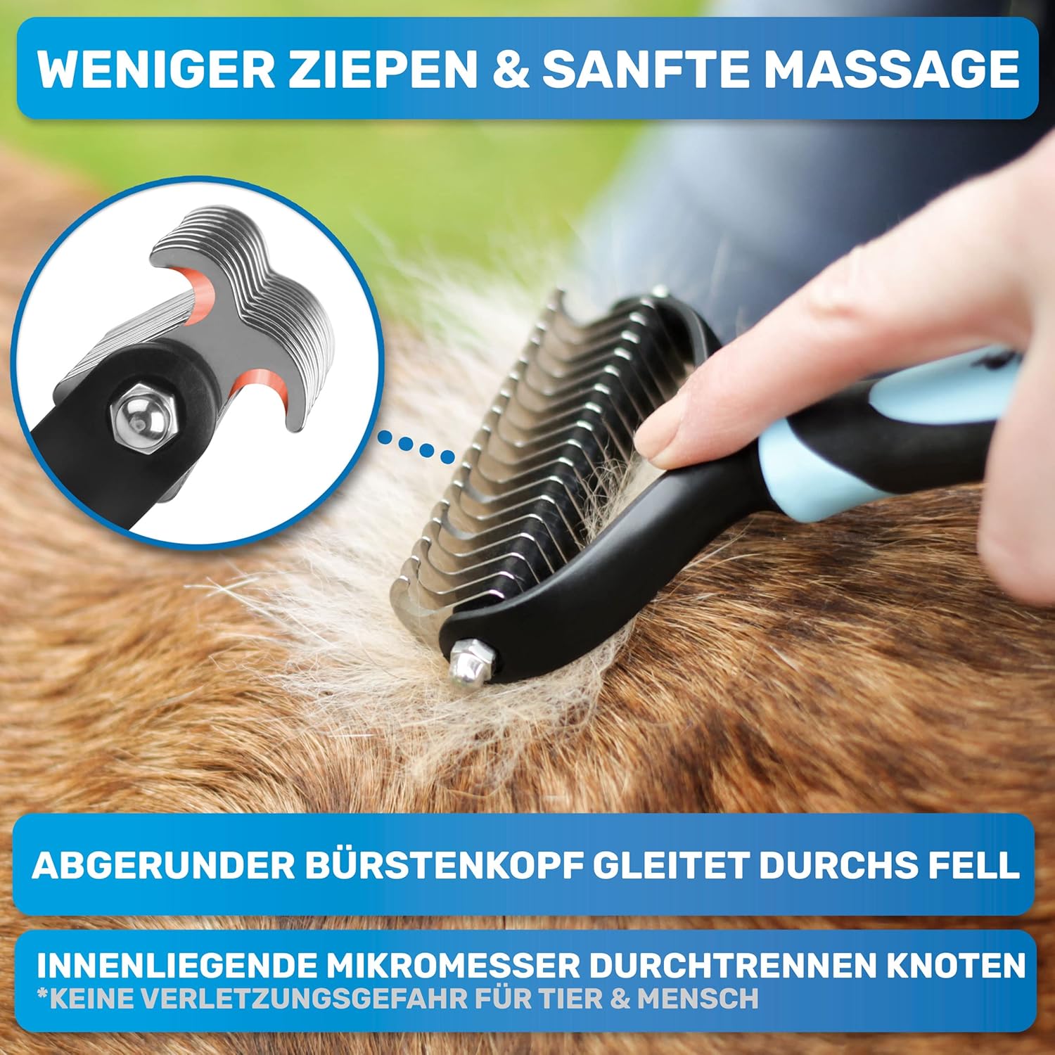 Hundebürste Unterwolle langhaar & Katzenbürste langhaar I Unterwollkamm entfernt Unterwolle & Verfilzungen I Deckhaarschutz & Knoten Entfernen I Unterfellbürste Hunde für Fellwechsel – Bild 5